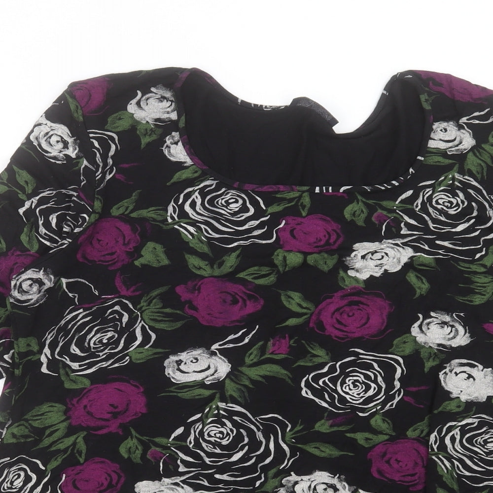 Saloos Womens Purple Floral Viscose Tunic T-Shirt Size XL Scoop Neck