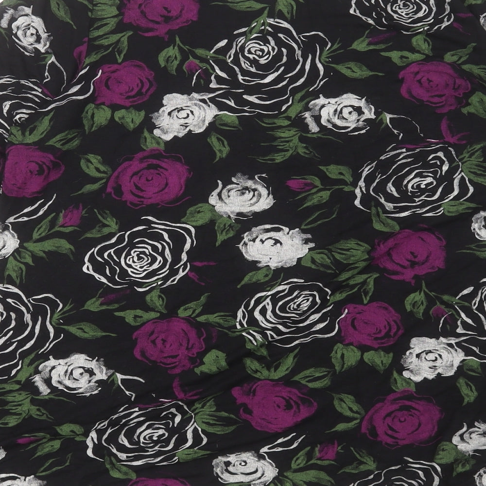 Saloos Womens Purple Floral Viscose Tunic T-Shirt Size XL Scoop Neck