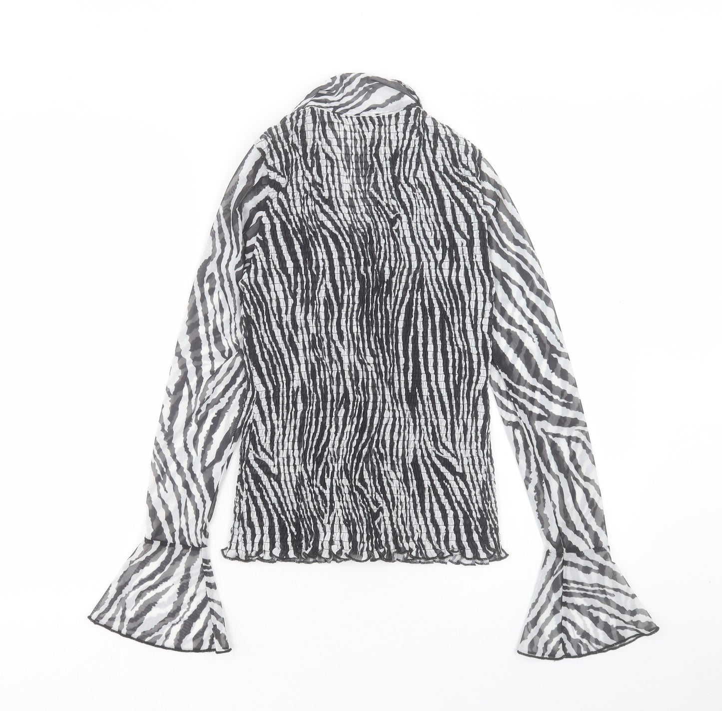 River Island Womens White Animal Print Polyester Basic Blouse Size 12 Collared