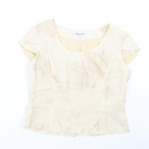 MARIA COCA Womens Ivory Acetate Basic T-Shirt Size 18 Boat Neck