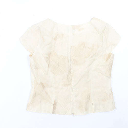 MARIA COCA Womens Ivory Acetate Basic T-Shirt Size 18 Boat Neck