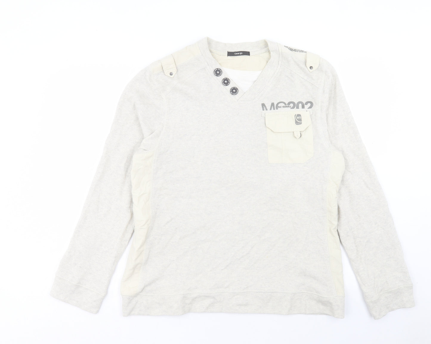 George Mens Ivory Cotton Pullover Sweatshirt Size M