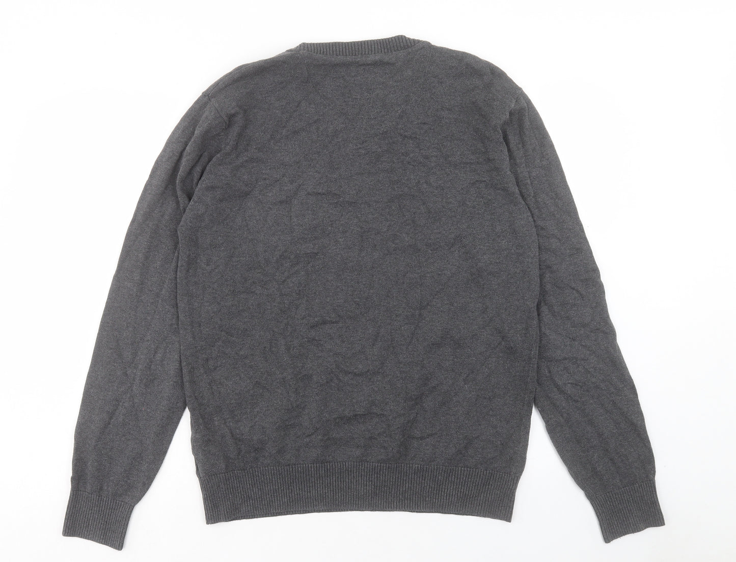 NEXT Mens Grey V-Neck Acrylic Pullover Jumper Size L