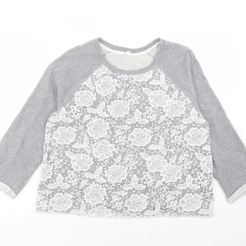 Matalan Womens Grey Cotton Pullover Sweatshirt Size 14 Pullover