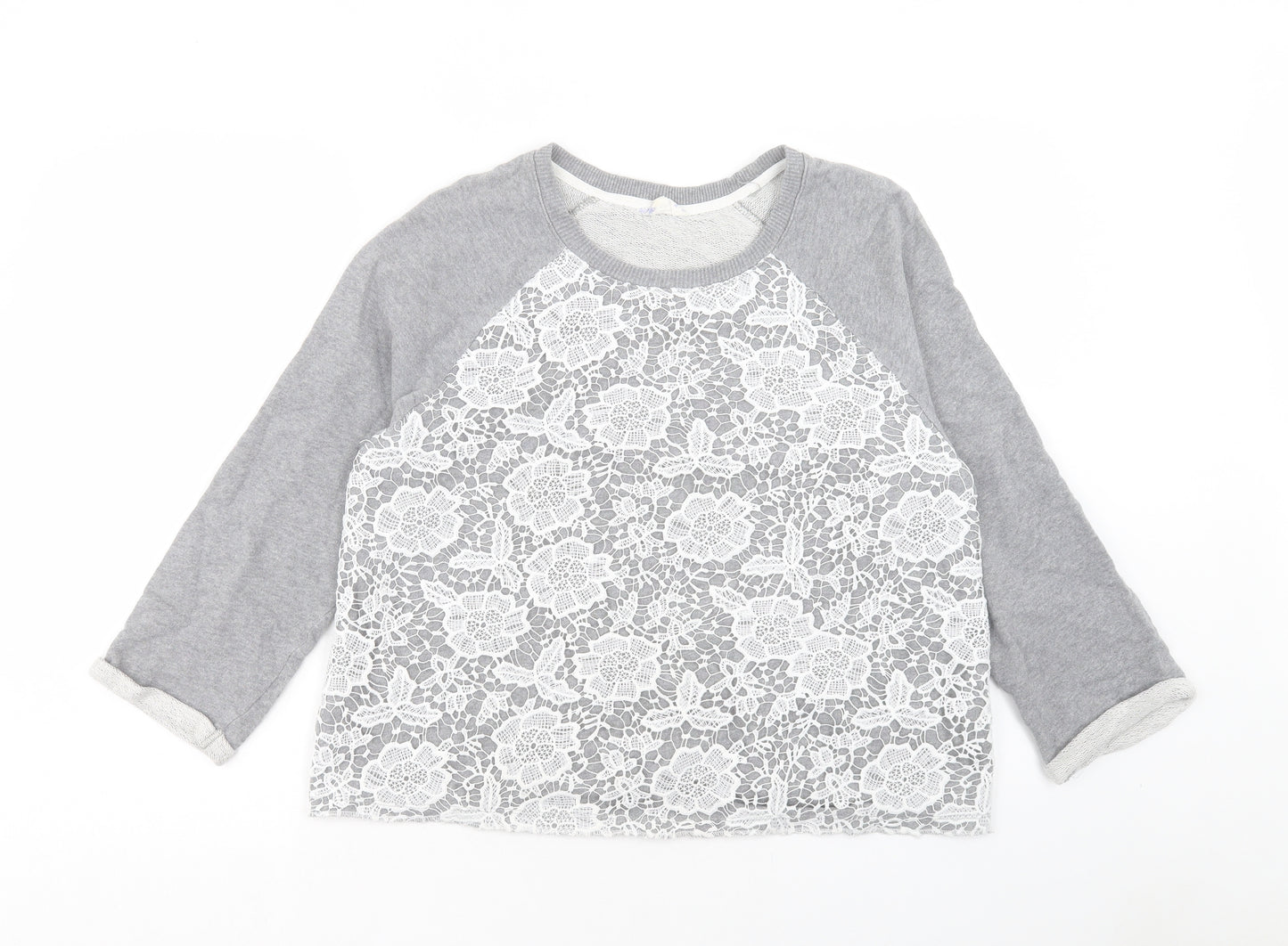 Matalan Womens Grey Cotton Pullover Sweatshirt Size 14 Pullover