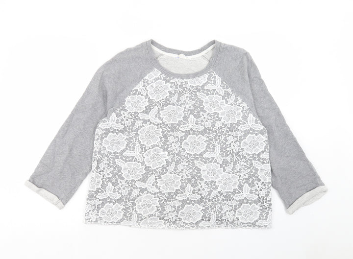 Matalan Womens Grey Cotton Pullover Sweatshirt Size 14 Pullover