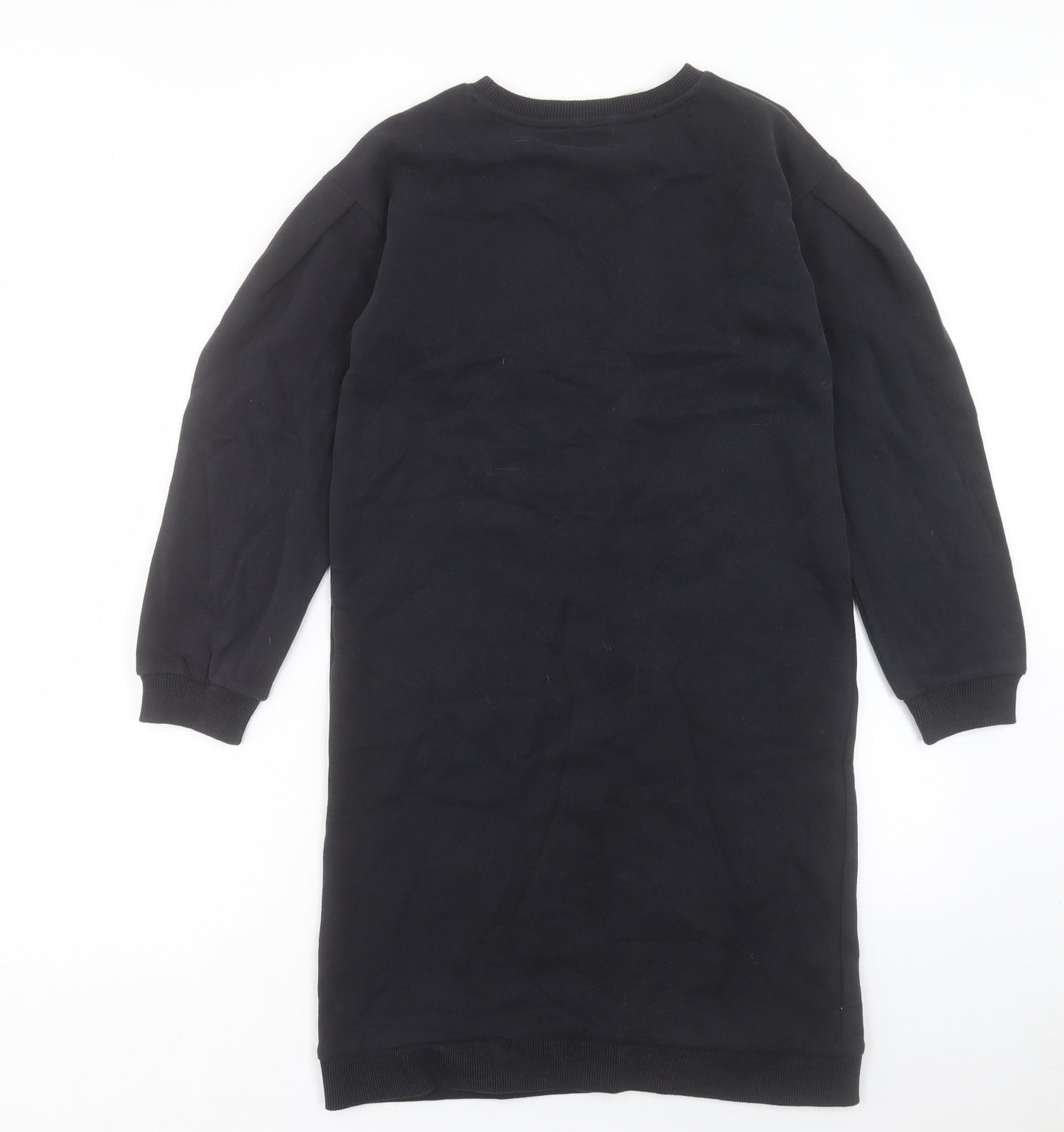 TU Girls Black Cotton Jumper Dress Size 11 Years Crew Neck Pullover