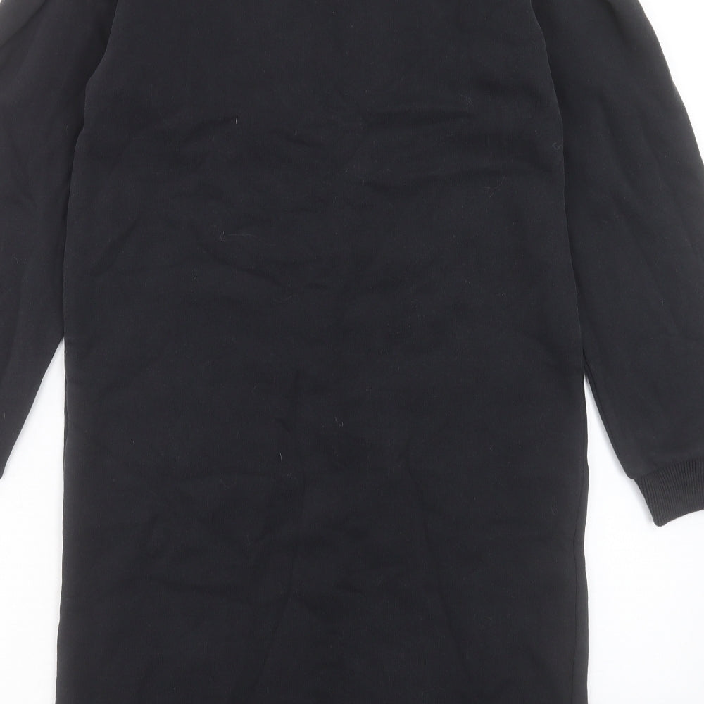 TU Girls Black Cotton Jumper Dress Size 11 Years Crew Neck Pullover