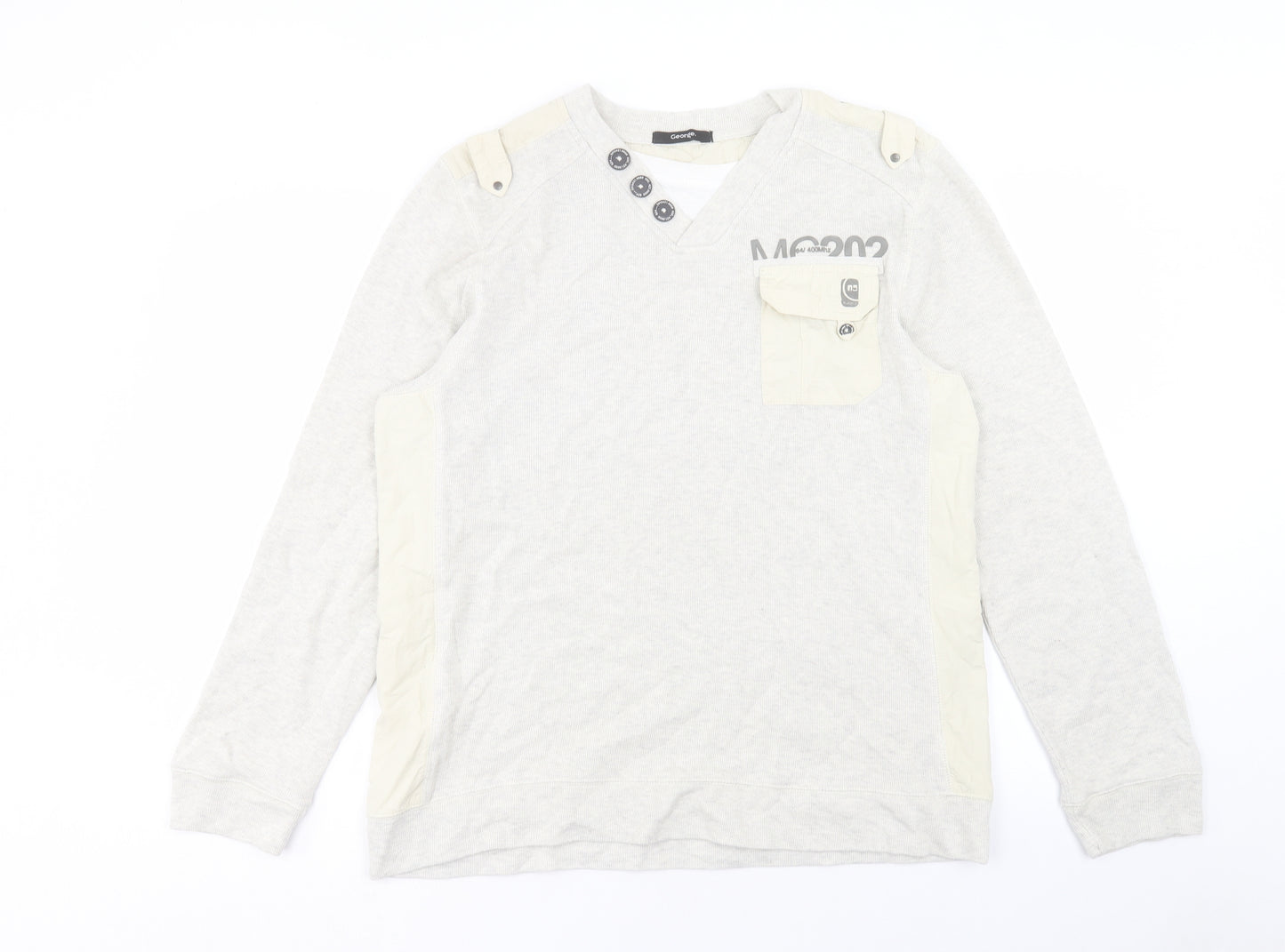 George Mens Beige Cotton Pullover Sweatshirt Size L