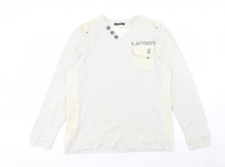 George Mens Beige Cotton Pullover Sweatshirt Size L