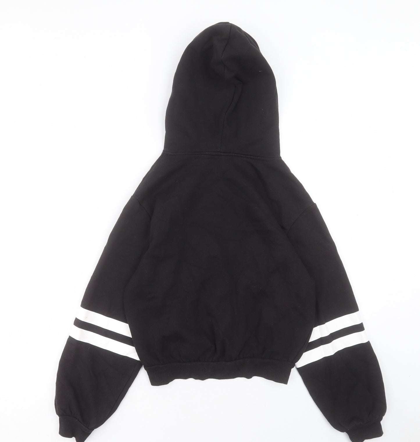 H&M Womens Black Striped Cotton Full Zip Hoodie Size XS Zip
