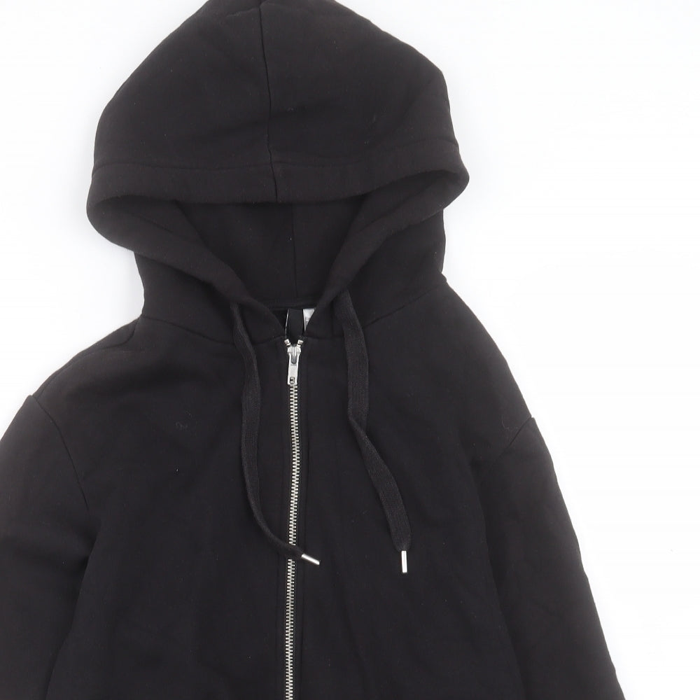 H&M Womens Black Striped Cotton Full Zip Hoodie Size XS Zip