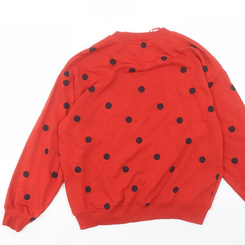 monkl Womens Red Polka Dot Cotton Pullover Sweatshirt Size S Pullover