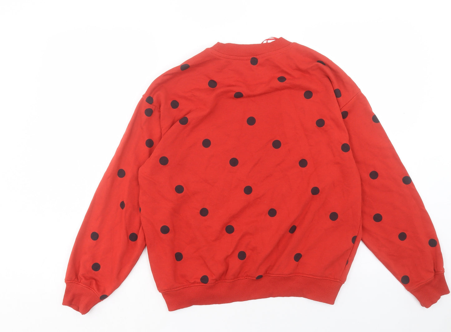 monkl Womens Red Polka Dot Cotton Pullover Sweatshirt Size S Pullover