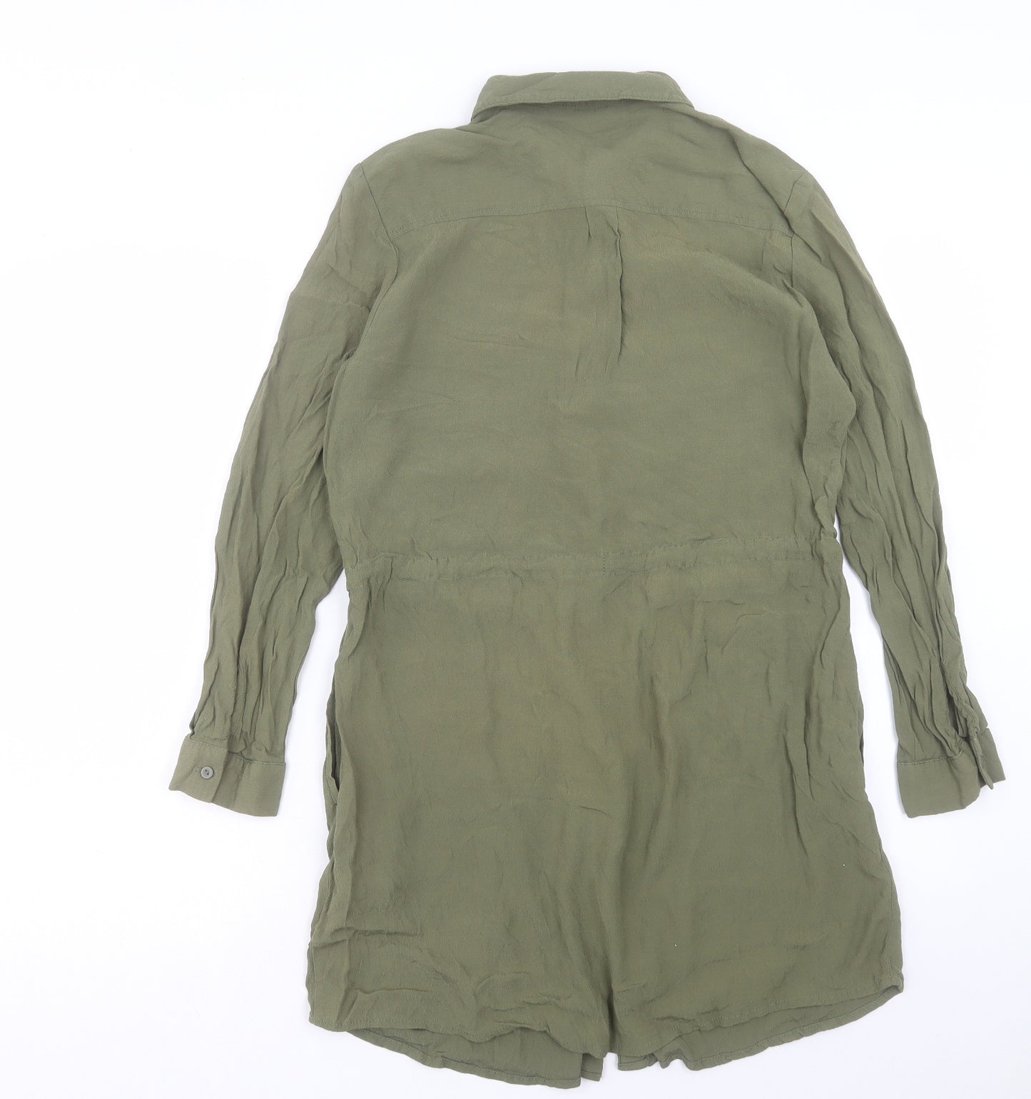 New Look Womens Green Viscose T-Shirt Dress Size 14 Collared Button