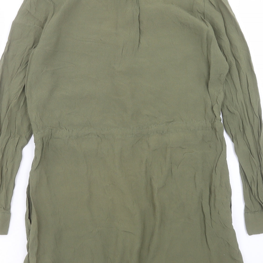 New Look Womens Green Viscose T-Shirt Dress Size 14 Collared Button