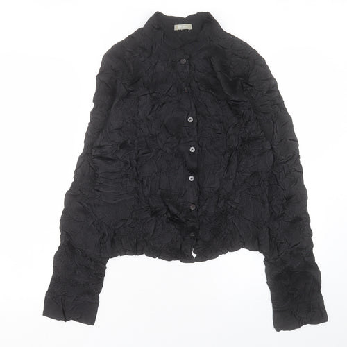 Per Una Womens Black Polyester Basic Button-Up Size 10 Crew Neck
