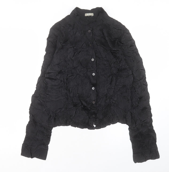 Per Una Womens Black Polyester Basic Button-Up Size 10 Crew Neck