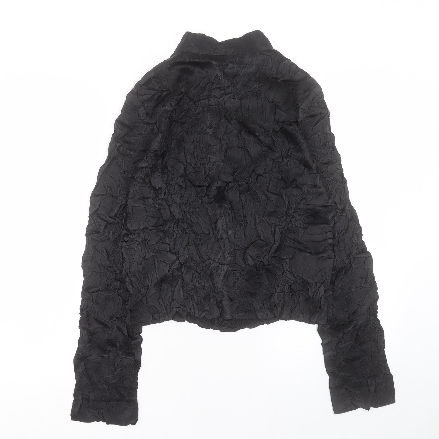 Per Una Womens Black Polyester Basic Button-Up Size 10 Crew Neck
