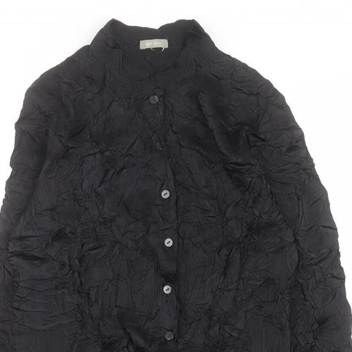 Per Una Womens Black Polyester Basic Button-Up Size 10 Crew Neck
