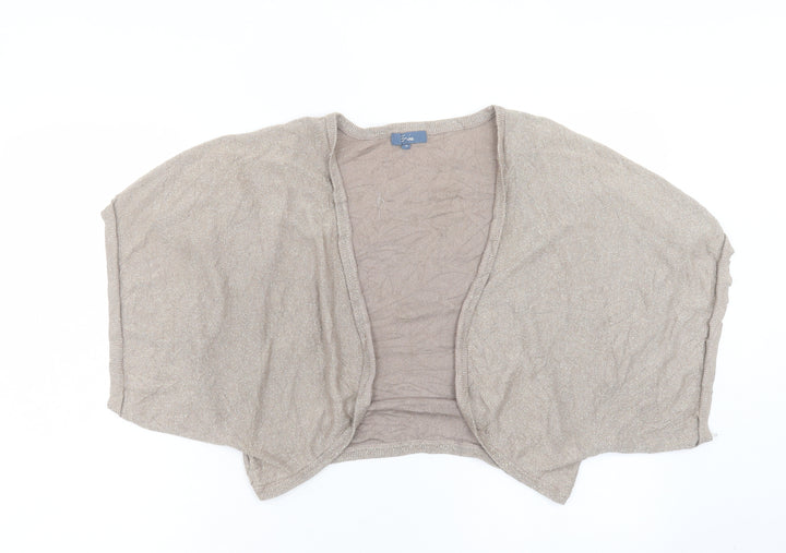 evie Womens Gold V-Neck Viscose Cardigan Jumper Size 16