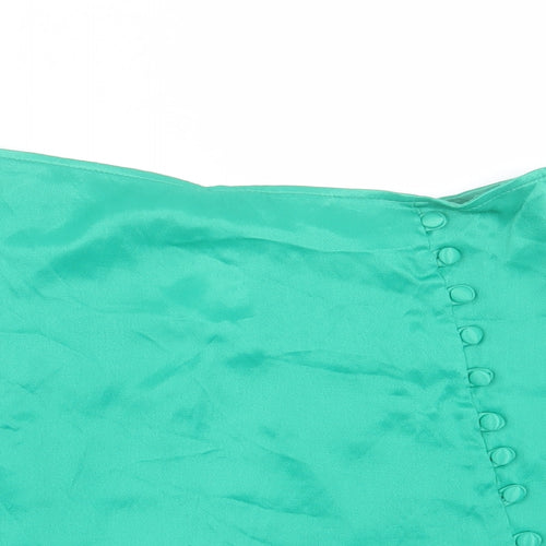 Zara Womens Green Viscose A-Line Skort Size S Zip