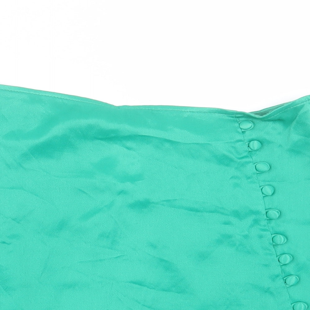 Zara Womens Green Viscose A-Line Skort Size S Zip