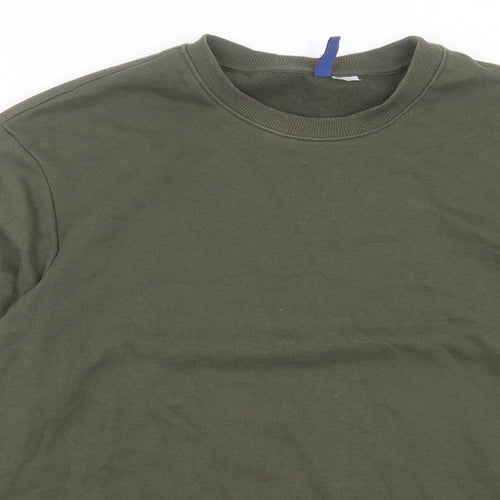 H&M Mens Green Cotton Pullover Sweatshirt Size M