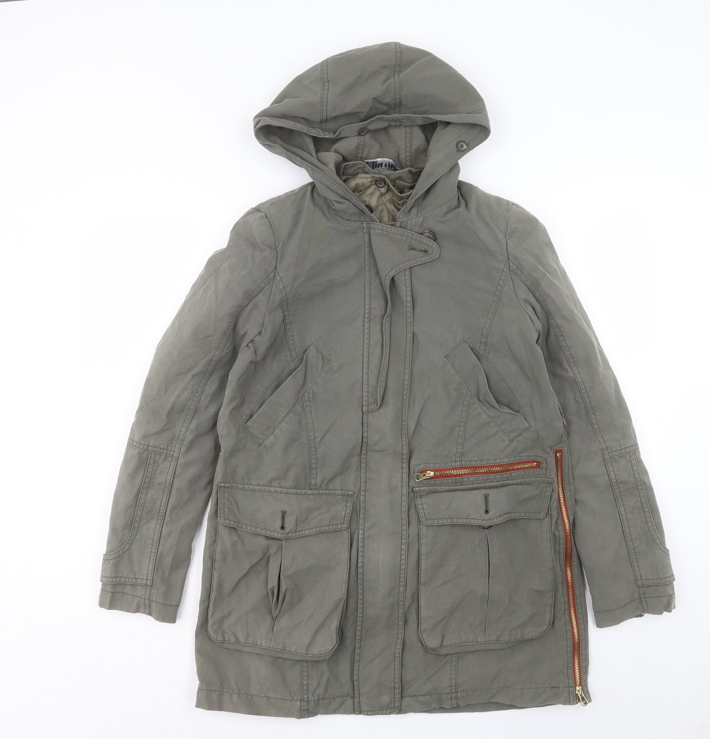 Zara Womens Green Jacket Coat Size XS Zip