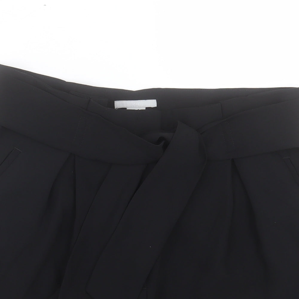H&M Womens Black Polyester Paperbag Shorts Size 14 L4 in Regular Hook & Eye