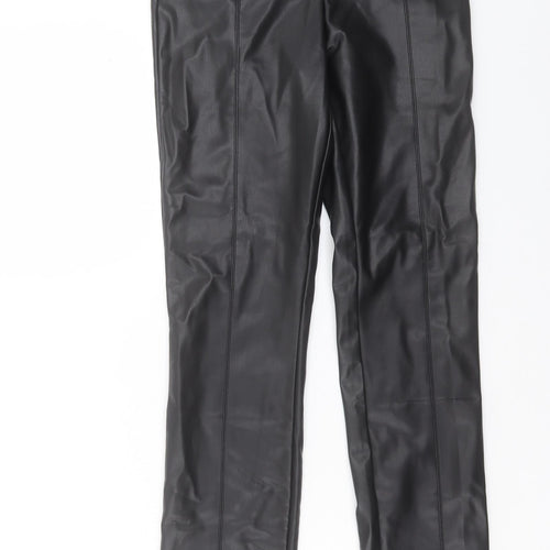 Zara Womens Black Polyurethane Trousers Size 24 in L28 in Regular Zip