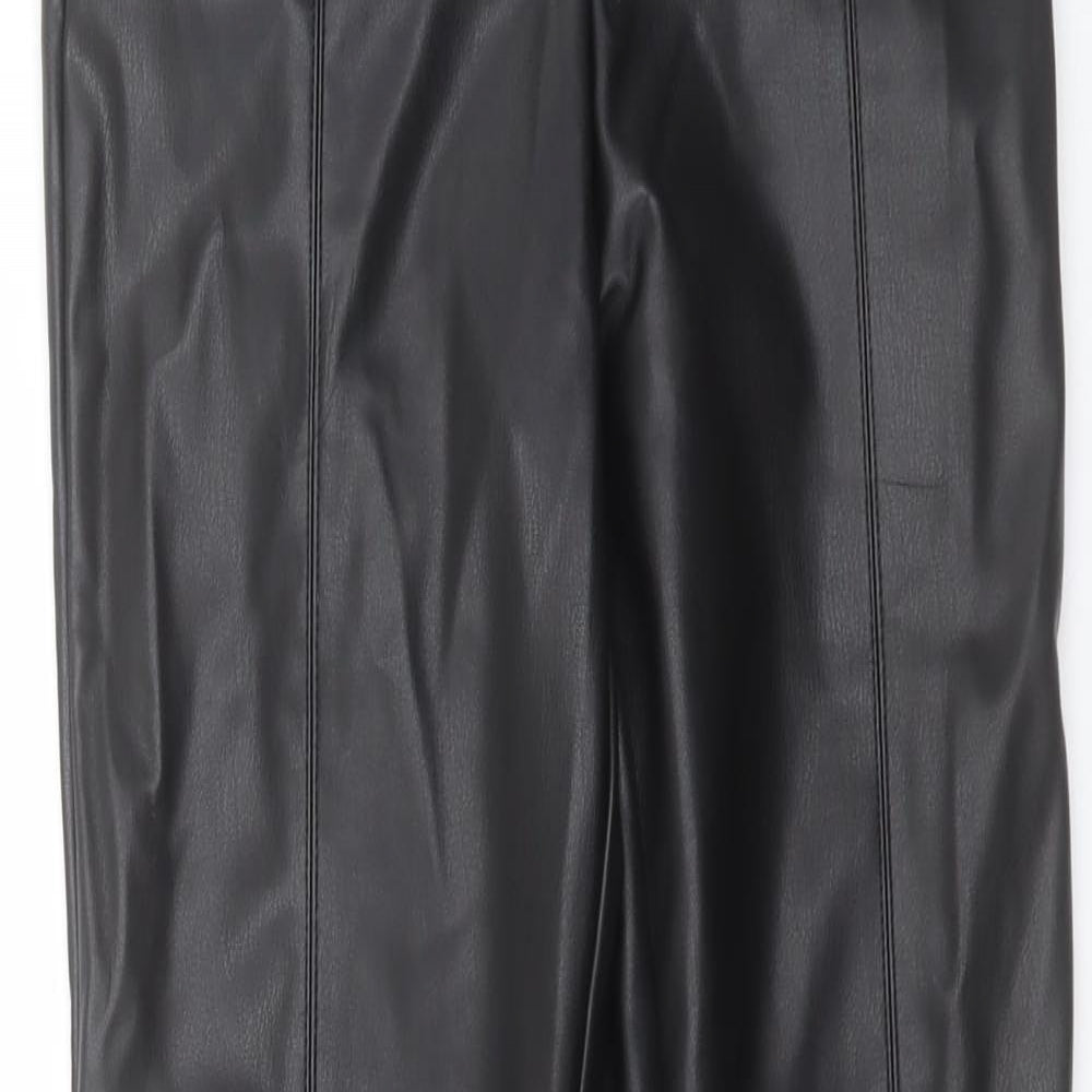 Zara Womens Black Polyurethane Trousers Size 24 in L28 in Regular Zip