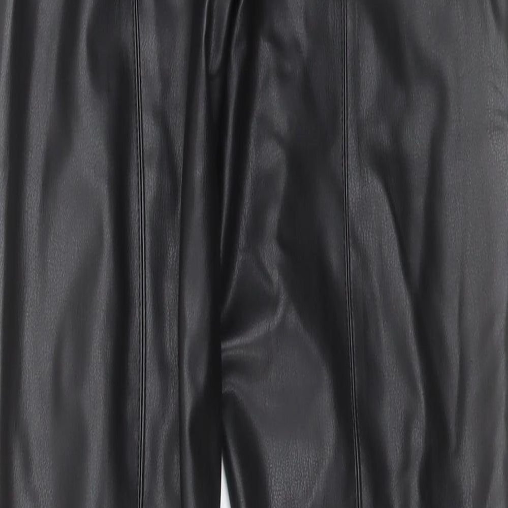 Zara Womens Black Polyurethane Trousers Size 24 in L28 in Regular Zip