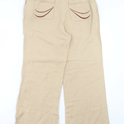 Klass Womens Beige Linen Trousers Size 12 L29 in Regular Button