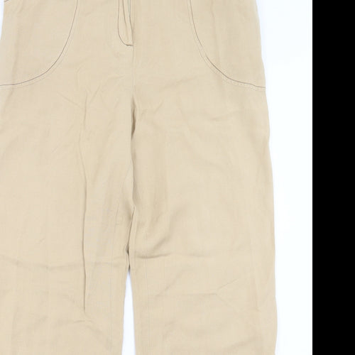 Klass Womens Beige Linen Trousers Size 12 L29 in Regular Button