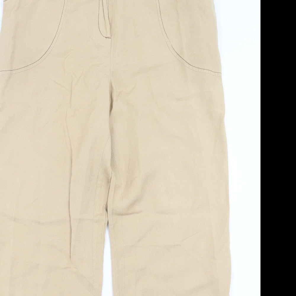 Klass Womens Beige Linen Trousers Size 12 L29 in Regular Button