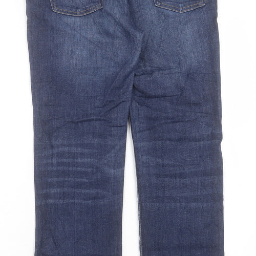 Marks and Spencer Womens Blue Cotton Straight Jeans Size 10 L28 in Regular Button