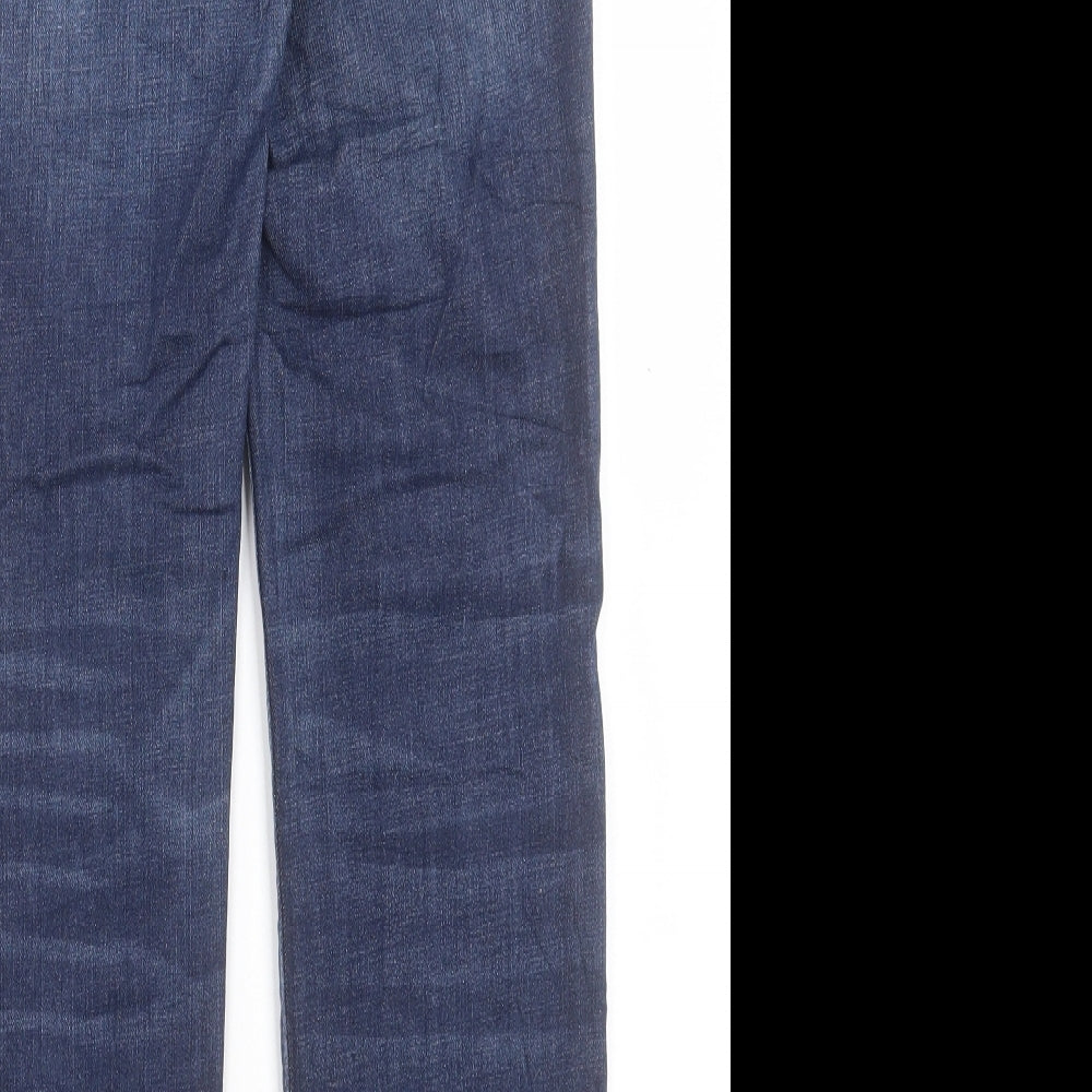 Marks and Spencer Womens Blue Cotton Straight Jeans Size 10 L28 in Regular Button