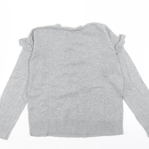 Gap Girls Grey Crew Neck Cotton Pullover Jumper Size 10 Years Pullover - Star Pattern