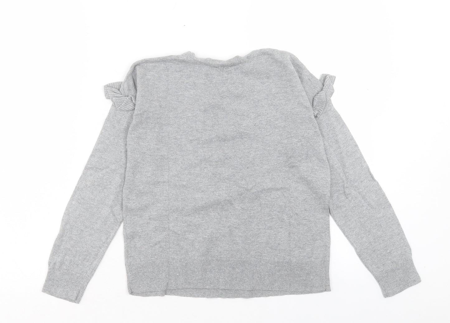 Gap Girls Grey Crew Neck Cotton Pullover Jumper Size 10 Years Pullover - Star Pattern