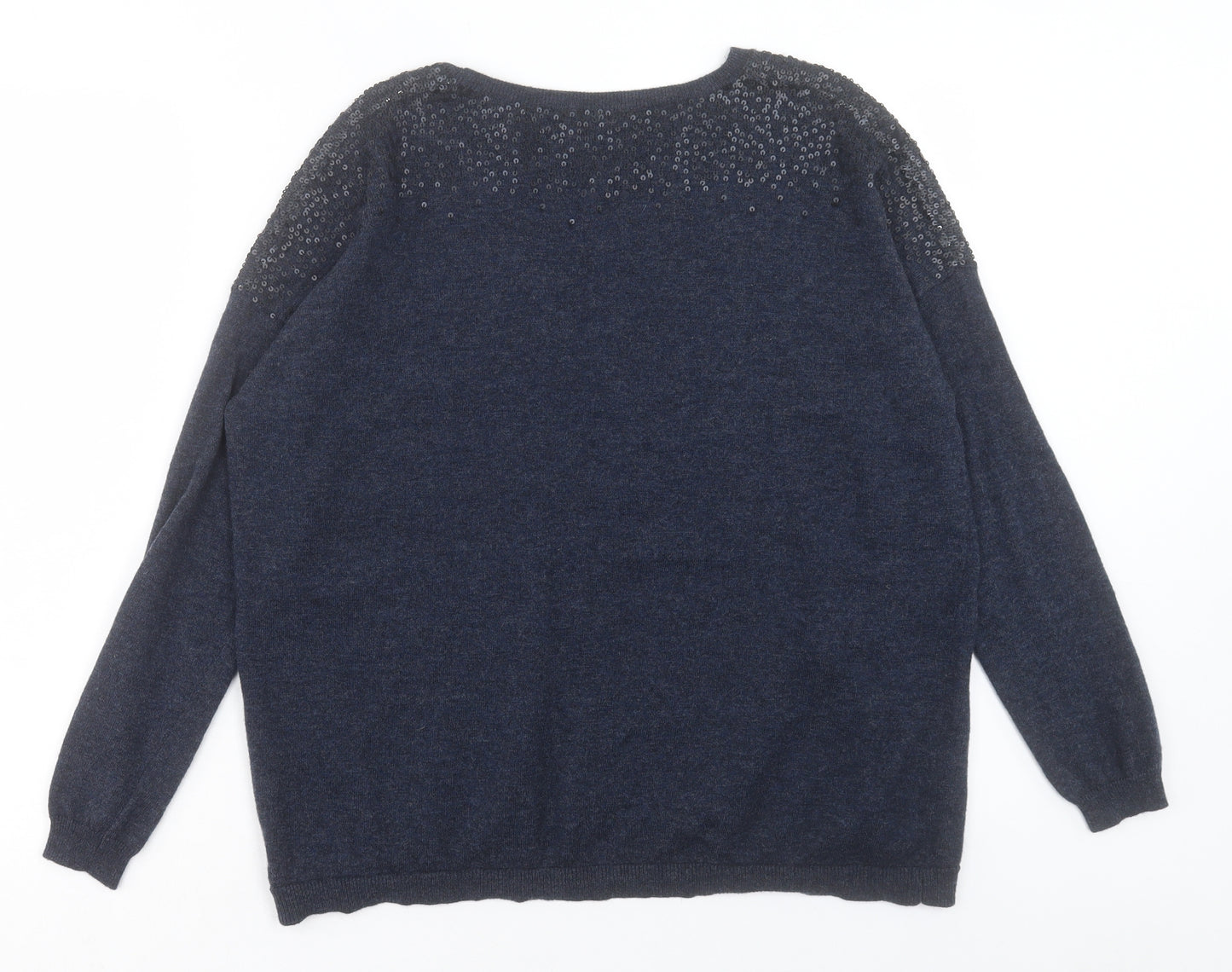 Preworn Womens Blue Crew Neck Wool Pullover Jumper Size M
