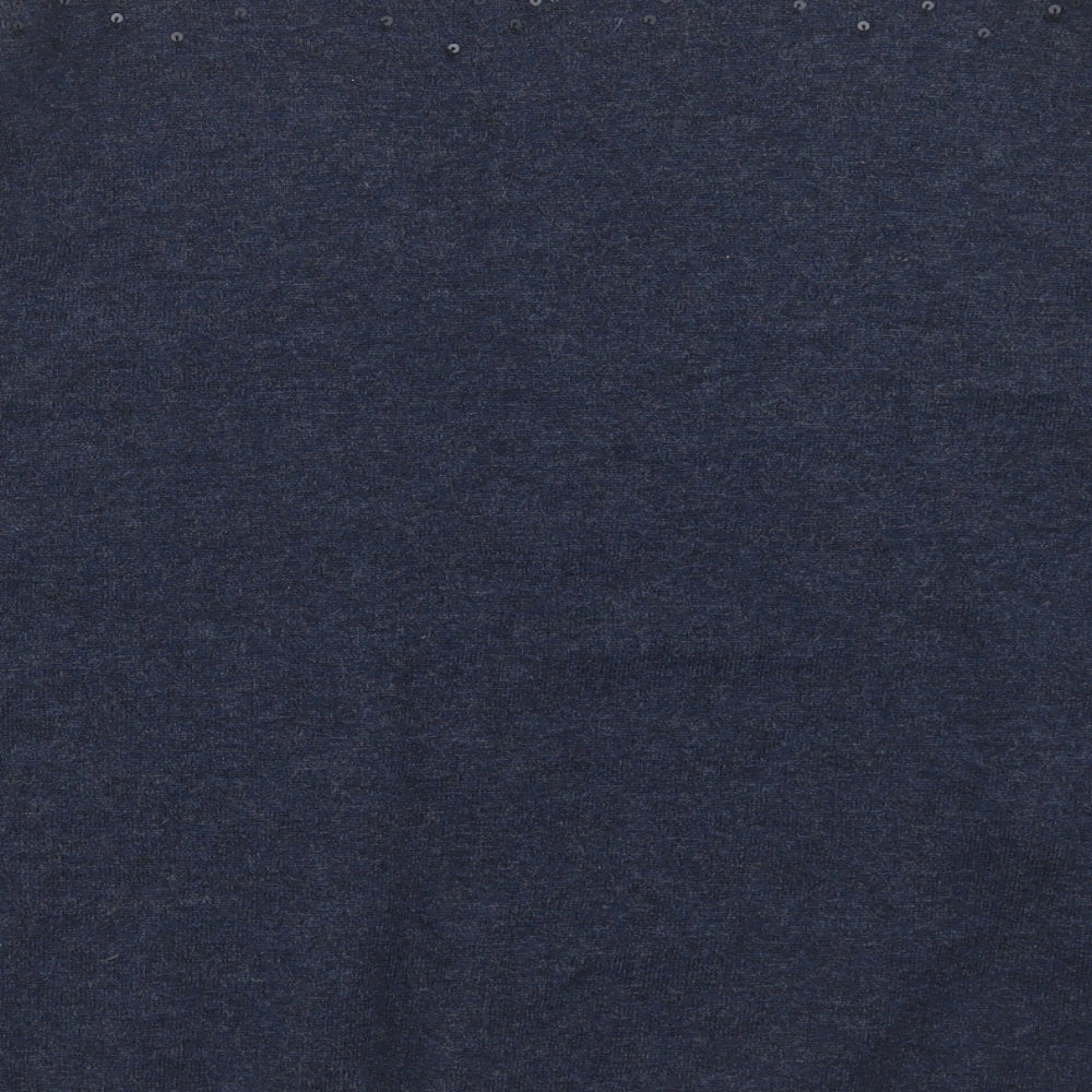 Preworn Womens Blue Crew Neck Wool Pullover Jumper Size M