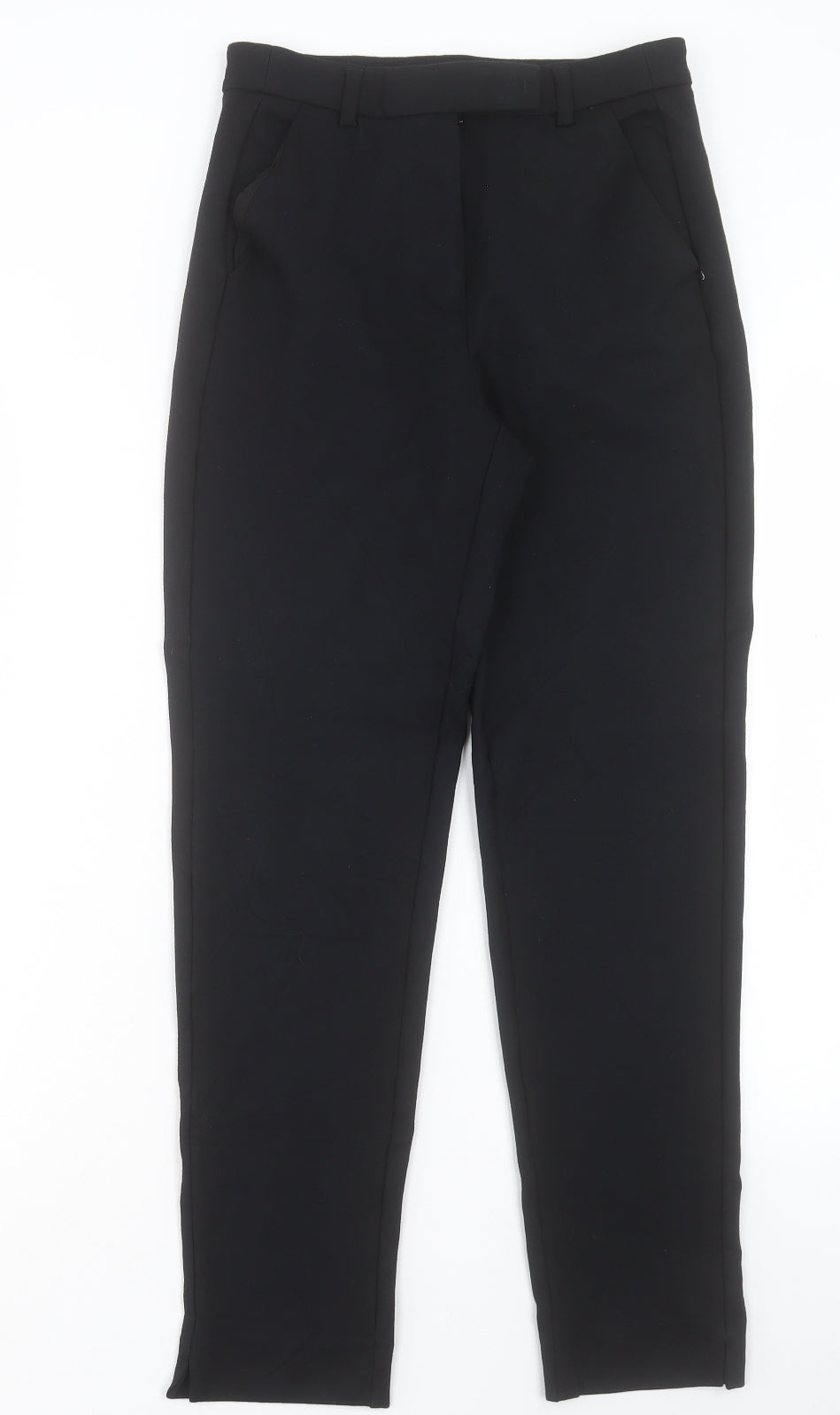 Marks and Spencer Womens Black Viscose Trousers Size 8 L30 in Slim Hook & Eye