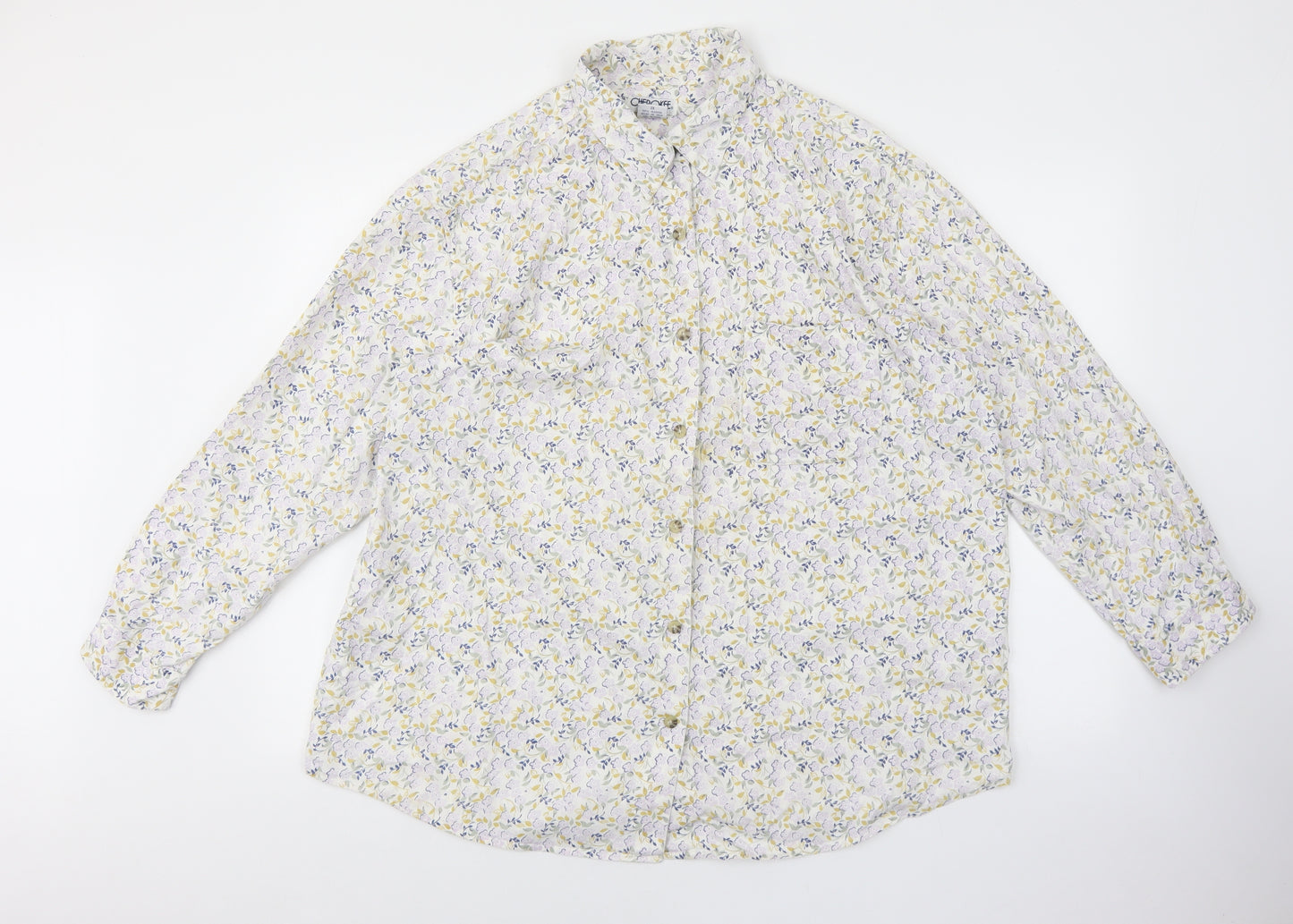 Cherokee Womens Multicoloured Floral 100% Cotton Basic Button-Up Size 2XL Collared