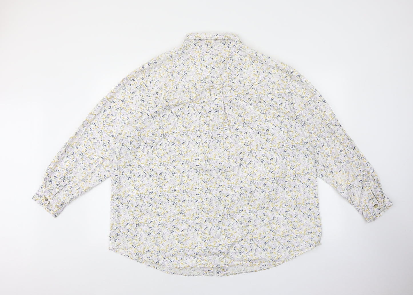 Cherokee Womens Multicoloured Floral 100% Cotton Basic Button-Up Size 2XL Collared