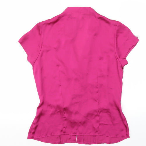 Vogue Womens Pink Polyester Basic Blouse Size 12 Collared - Tie Front