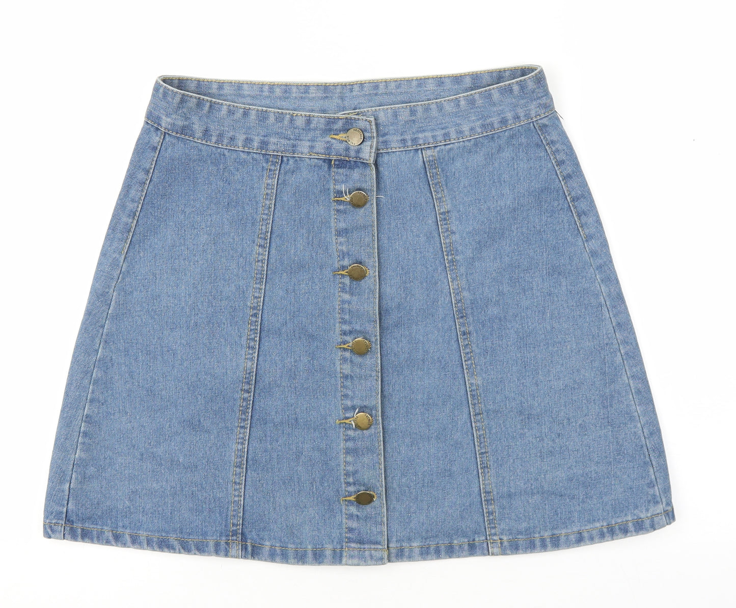 Falmer heritage Womens Blue Cotton Mini Skirt Size L Button