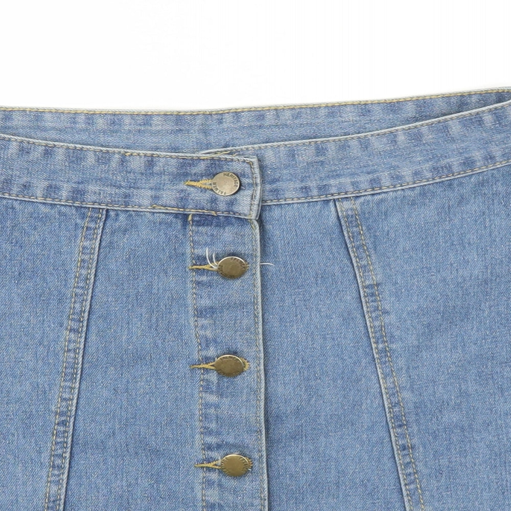 Falmer heritage Womens Blue Cotton Mini Skirt Size L Button