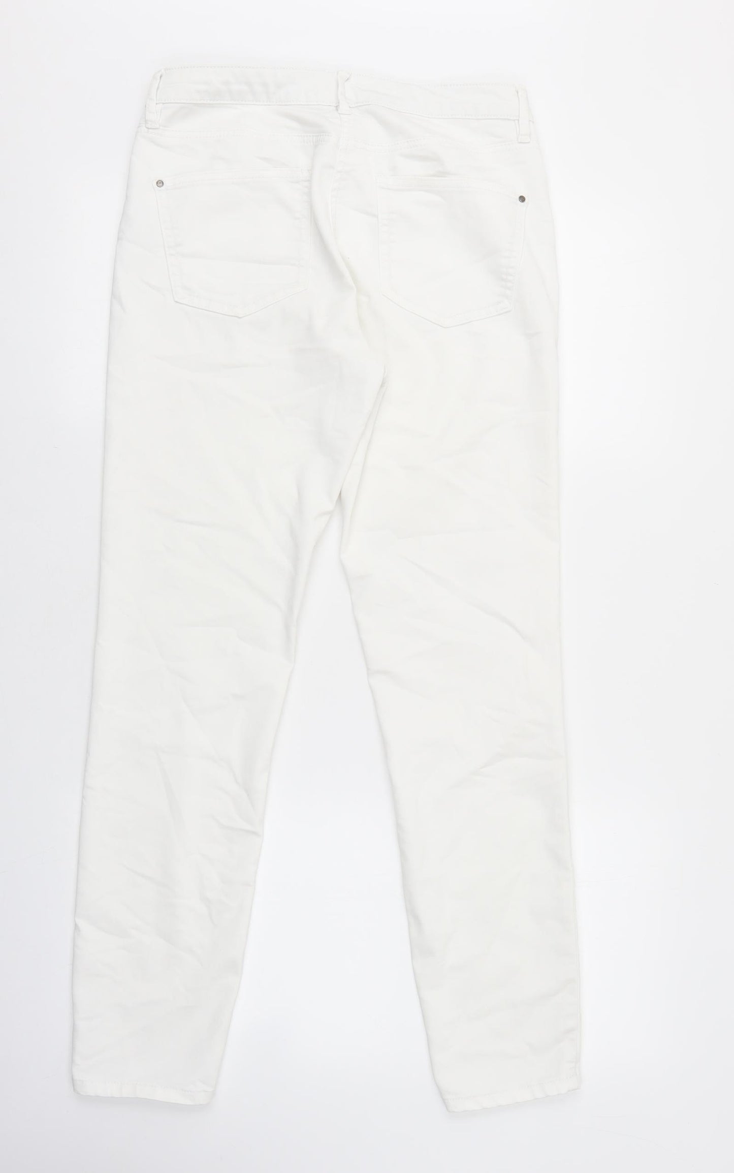 Debenhams Womens White Cotton Jegging Jeans Size 10 L28 in Regular Zip