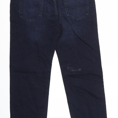 Marks and Spencer Womens Blue Cotton Straight Jeans Size 36 in L31 in Regular Zip